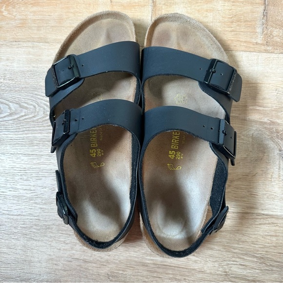 Mens Classic Birkenstock Milano Black Leather Sandals Size US 12 EU 45 - Picture 10 of 12
